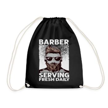 Barber Serving Fresh Daily - Haircut - Funny - Bea - Drawstring Bag - black - Front