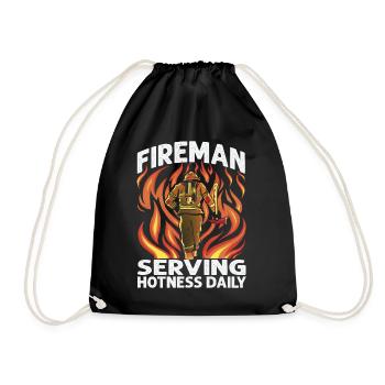 Fireman Serving Hotness Daily - Funny Firefighters - Turnbeutel - Schwarz - Vorne