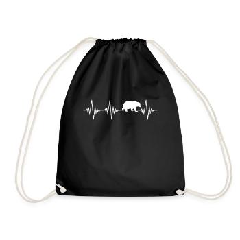 Bear Heartbeat - Drawstring Bag - black - Front