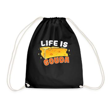 Käsefan Cheese Cheese lover Gouda Hard Cheese - Drawstring Bag - black - Front