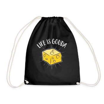Käsefan Cheese Cheese lover Gouda Hard Cheese - Drawstring Bag - black - Front