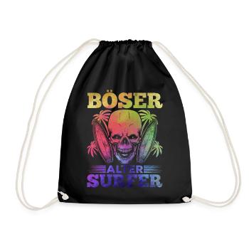 Surfer Wassersport Surfing Surfbrett Böser Alter - Turnbeutel - Schwarz - Vorne