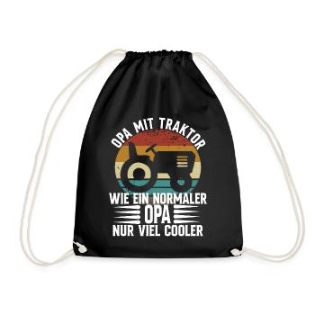Opa Mit Traktor - Landwirt - Turnbeutel - Schwarz - Vorne