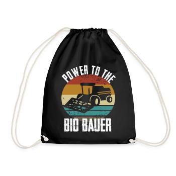 Power To The Bio Bauer - Traktor - Turnbeutel - Schwarz - Vorne
