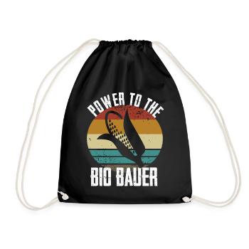 Power To The Bio Bauer - Maiskolben Landwirt - Turnbeutel - Schwarz - Vorne