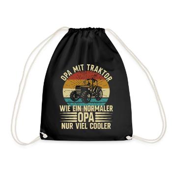 Opa Mit Traktor - Landwirt - Turnbeutel - Schwarz - Vorne