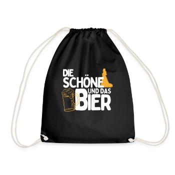 Die Schöne und das Bier Party Outfit zum Bier - Turnbeutel - Schwarz - Vorne