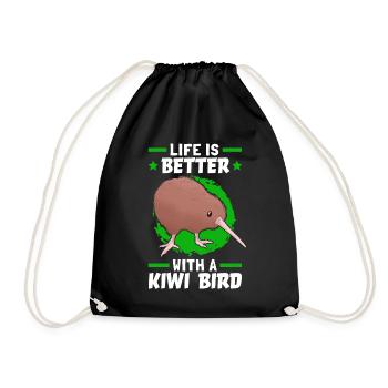 Life is better with a kiwi bird - Drawstring Bag - black - Front