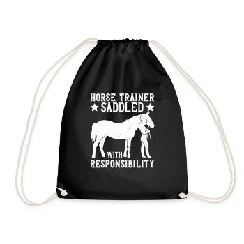 Horse trainer with responsibility - - Drawstring Bag - black - Front