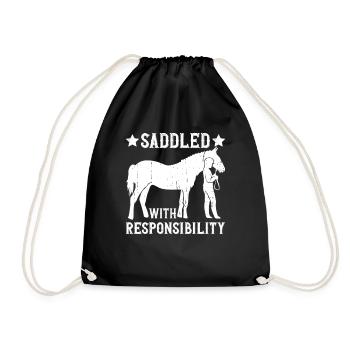 Horse trainer with responsibility - - Drawstring Bag - black - Front