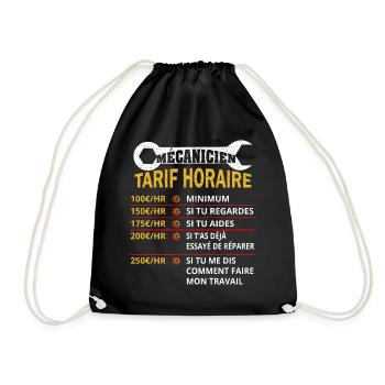 Mécanicien Tarif Horaire cadeau pour mécanicien - Sac de sport léger - noir - Devant