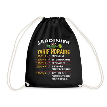 Tarif horaire Jardinier cadeau pour Jardiniers - Sac de sport léger - noir - Devant