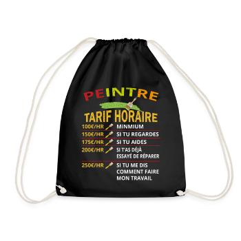Tarif horaire peintre cadeau pour peintres - Sac de sport léger - noir - Devant