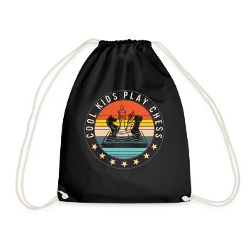 Chess Lover Shirt, Cool Kids Play Chess Board - Drawstring Bag - black - Front