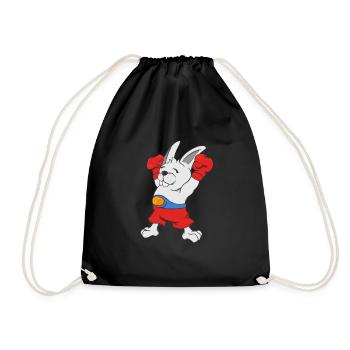 Boxing Hase Lustiger Boxer Cartoon Kampfsport - Turnbeutel - Schwarz - Vorne
