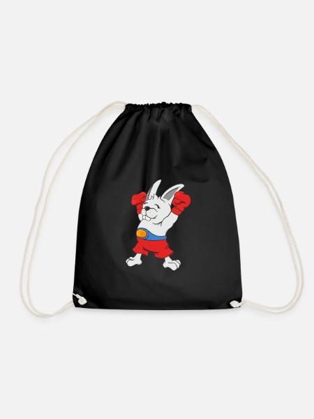 Boxing Hase Lustiger Boxer Cartoon Kampfsport - Turnbeutel - Schwarz