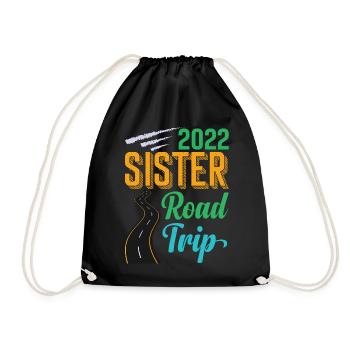 2022 Sister Road Trip Vacation Girls Retro Vintage - Turnbeutel - Schwarz - Vorne