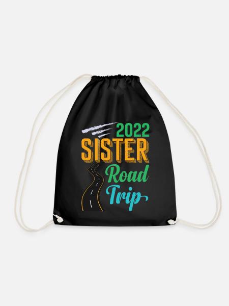 2022 Sister Road Trip Vacation Girls Retro Vintage - Turnbeutel - Schwarz