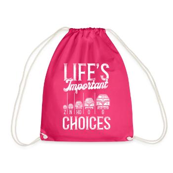 Freight Diesel Train Driver - Drawstring Bag - fuchsia - Front