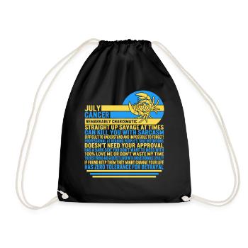 July Cancer Facts Funny Zodiac Sign T Shirt - Drawstring Bag - black - Front