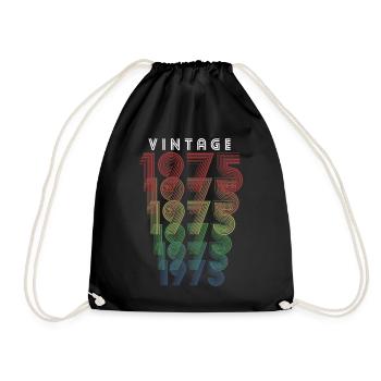 Vintage 1975 Year of birth 1975 Vintage Birthday - Drawstring Bag - black - Front