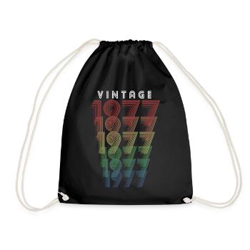 Vintage 1977 Year of birth 1977 Vintage Birthday - Drawstring Bag - black - Front