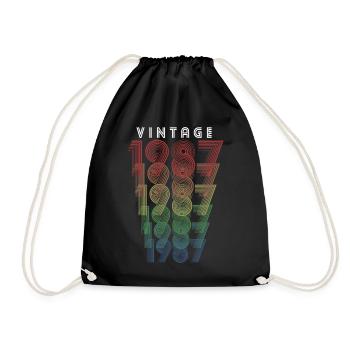 Vintage 1987 Year of birth 1987 Vintage Birthday - Drawstring Bag - black - Front