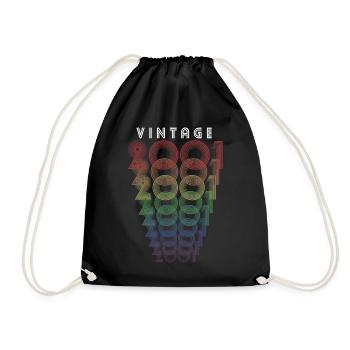 Vintage 2001 Year of birth 2001 Vintage Birthday - Drawstring Bag - black - Front