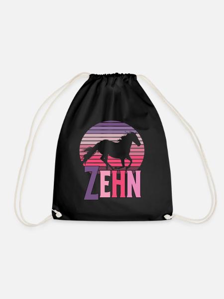 10. Geburtstag Mädchen Pferd Geschenkidee - Turnbeutel - Schwarz