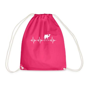 Dromedary Camel Heartbeat - Drawstring Bag - fuchsia - Front