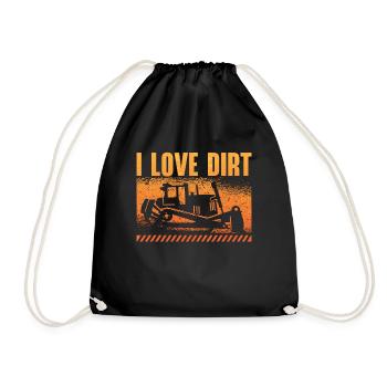 Bagger Planierraupe Bauarbeiter Bulldozer Geschenk - Turnbeutel - Schwarz - Vorne