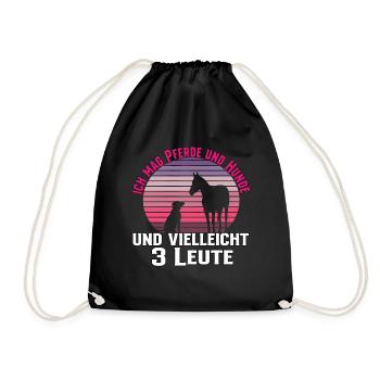 Ich Mag Pferde Und Hunde Und Vielleicht 3 Leute - Turnbeutel - Schwarz - Vorne