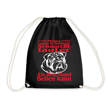 Meine Englische Bulldogge Schnarcht - Dogge Spruch - Turnbeutel - Schwarz - Vorne
