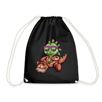 LGBTQ - Dinosaur - T-Rex Wearing Dino Costume - Drawstring Bag - black - Front