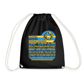 Mars Poissons Faits Drôle Signe du Zodiaque T Shirt - Sac de sport léger - noir - Devant