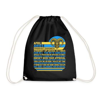 Avril Bélier Faits Drôle Signe du Zodiaque T Shirt - Sac de sport léger - noir - Devant