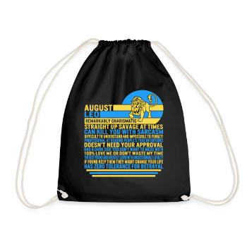 August Leo Facts Funny Zodiac Sign T Shirt - Drawstring Bag - black - Front