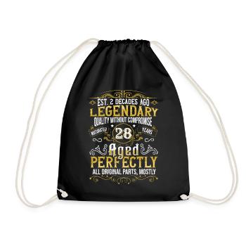 Vintage Legendary - Aged perfectly 28th birthday - Drawstring Bag - black - Front
