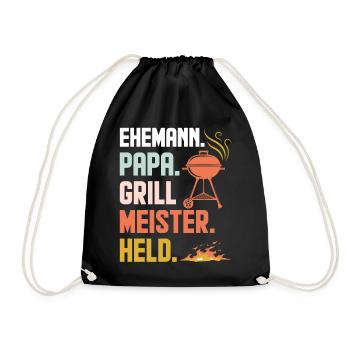 Ehemann Papa Grillmeister Held Retro - Turnbeutel - Schwarz - Vorne