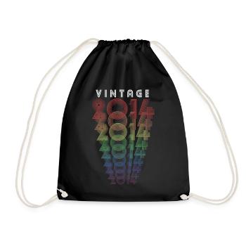 Vintage 2014 Year of birth 2014 Vintage Birthday - Drawstring Bag - black - Front