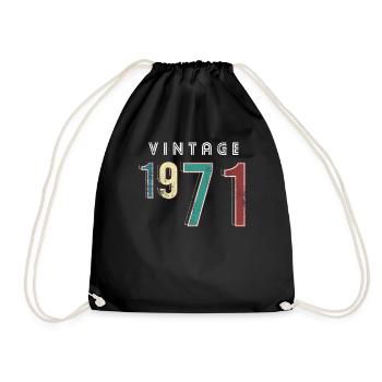 Vintage 1971 Birthday Born year 1971 - Drawstring Bag - black - Front