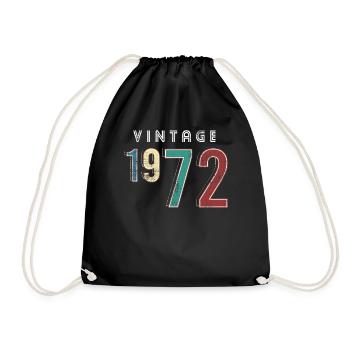 Vintage 1972 Anniversaire Né année 1972 - Sac de sport léger - noir - Devant