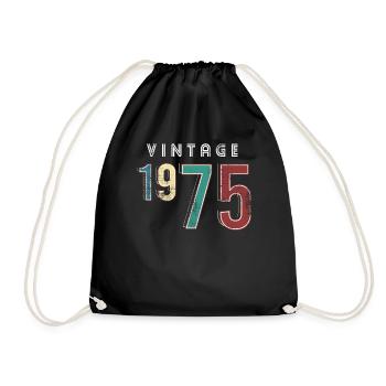 Vintage 1975 Birthday Born year 1975 - Drawstring Bag - black - Front