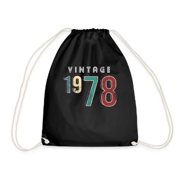 Vintage 1978 Birthday Born year 1978 - Drawstring Bag - black - Front
