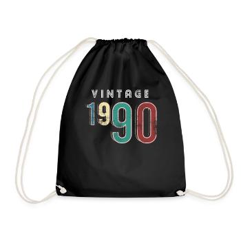Vintage 1990 Anniversaire Né année 1990 - Sac de sport léger - noir - Devant