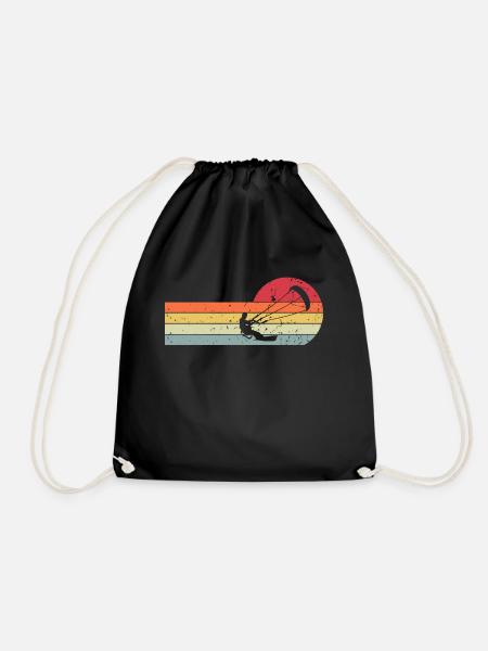 Kitesurfen Kitesurfer Kiteboard Retro Vintage - Turnbeutel - Schwarz