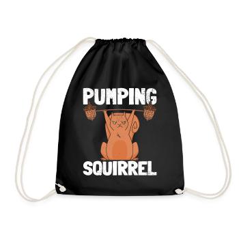 Bodybuilding Squirrel Lifting Squirrel - Drawstring Bag - black - Front