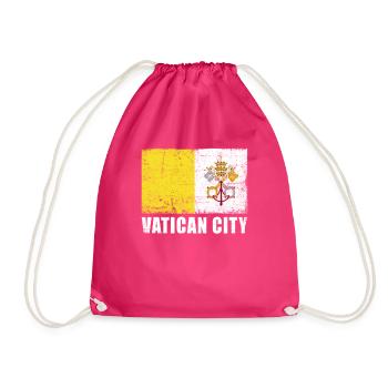Vatican City Flag Grunge Vatican City Flag - Drawstring Bag - fuchsia - Front