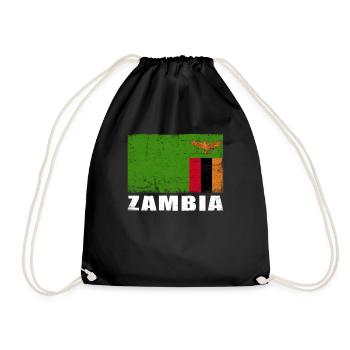 Sambia Flagge Grunge Sambia Fahne - Turnbeutel - Schwarz - Vorne