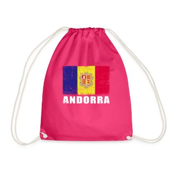 Andorra Flag Grunge Andorra Flag - Drawstring Bag - fuchsia - Front